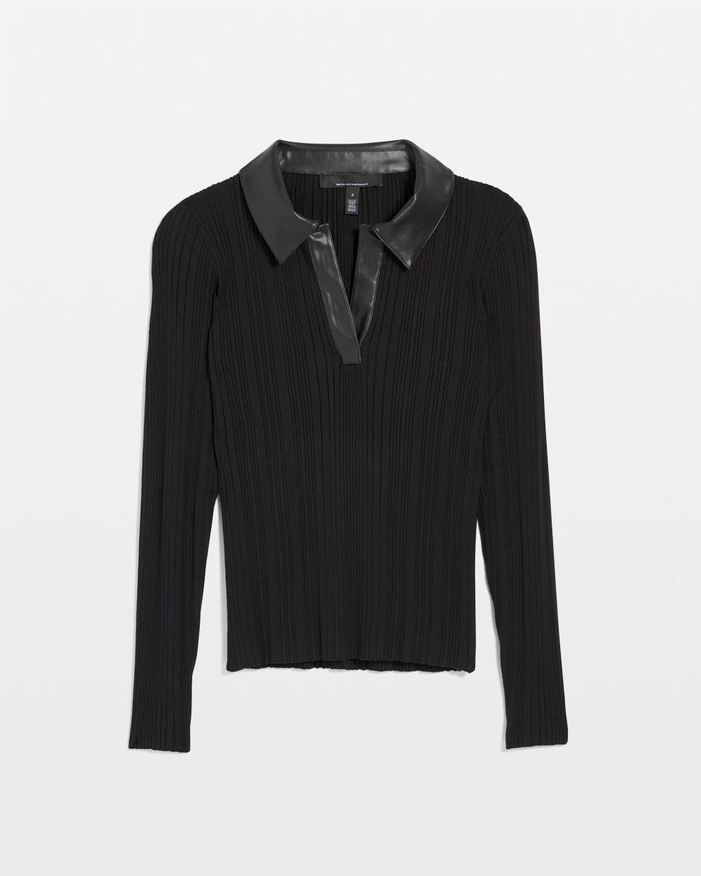 Faux Leather Collar Pullover Sweater | White House Black Market